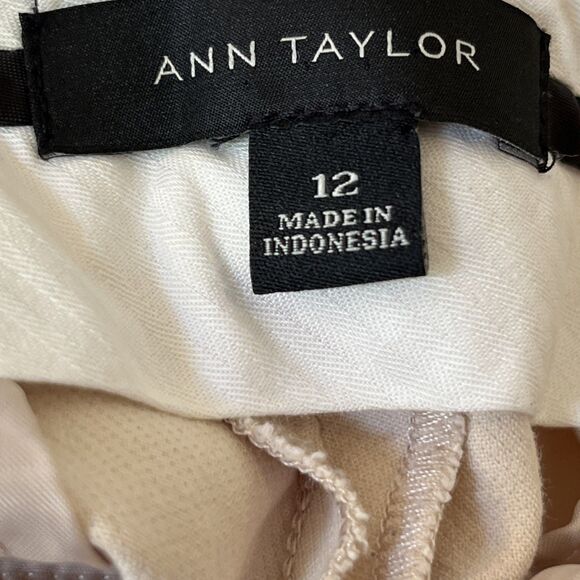 Ann Taylor Women’s Pants  Cream Cotton Blend Straight Leg Trousers - Size 12 - Picture 6 of 7